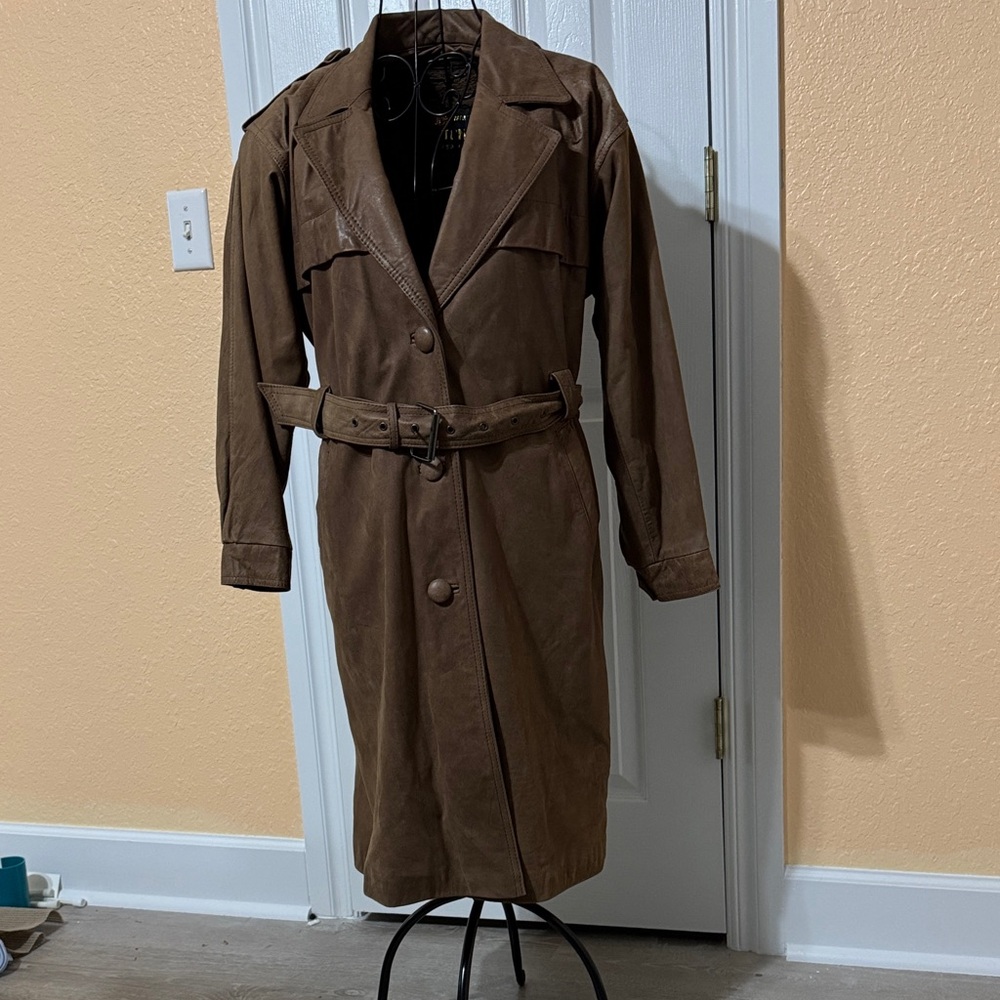 Custom Tailor made Women’s Soft Leather Brown Trench Coat